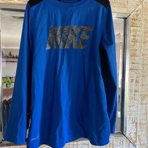 Nike Kids Dri-FIT Blue and Black Long Sleeve Tee